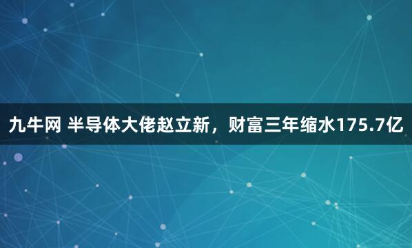九牛网 半导体大佬赵立新，财富三年缩水175.7亿