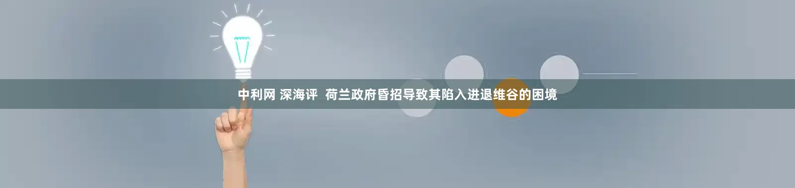 中利网 深海评  荷兰政府昏招导致其陷入进退维谷的困境