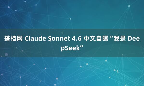 搭档网 Claude Sonnet 4.6 中文自曝“我是 DeepSeek”