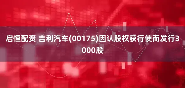 启恒配资 吉利汽车(00175)因认股权获行使而发行3000股